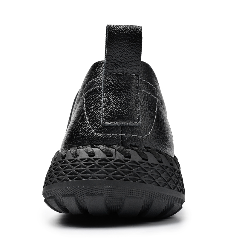 Men's Leather Lace-Up Loafers for Driving Travel & Hiking Hand-Stitched Business Casual Shoes Anti-Slip Rubber Sole Lightweight & Breathable Comfortable Walking Shoes for Men