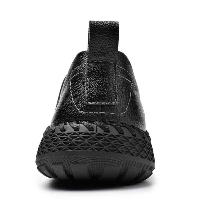 Men's Leather Lace-Up Loafers for Driving Travel & Hiking Hand-Stitched Business Casual Shoes Anti-Slip Rubber Sole Lightweight & Breathable Comfortable Walking Shoes for Men