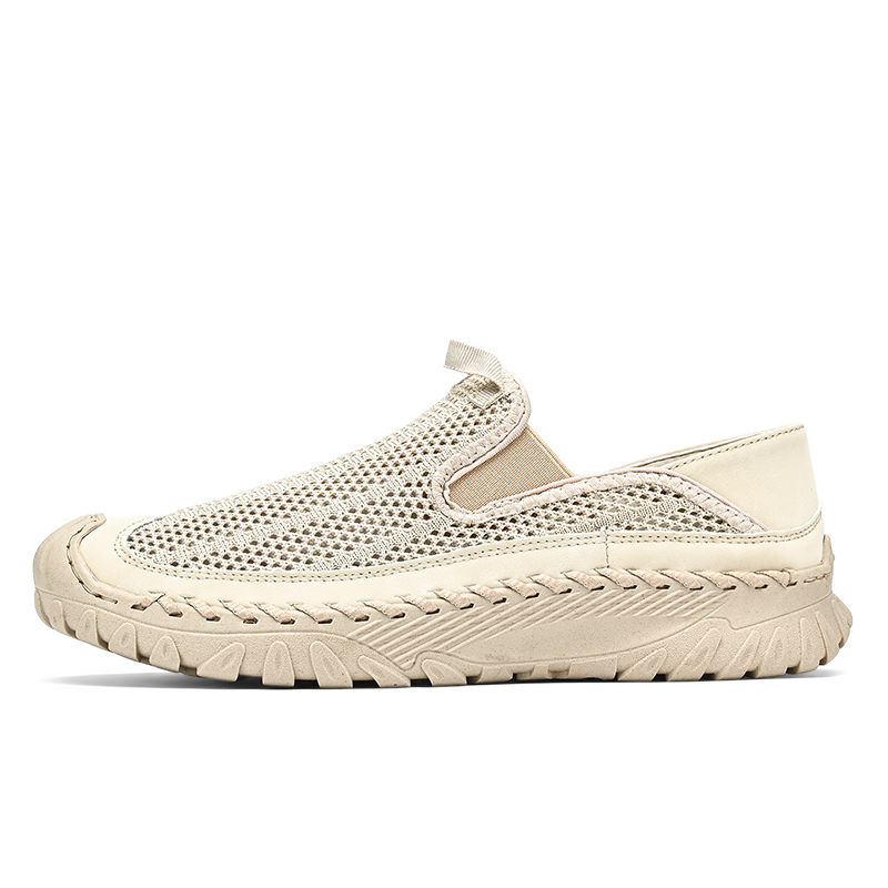 Men's Casual Handmade Breathable Hollow Mesh Loafers Outdoor Lightweight and Fashionable Soft Soled Driving Shoes