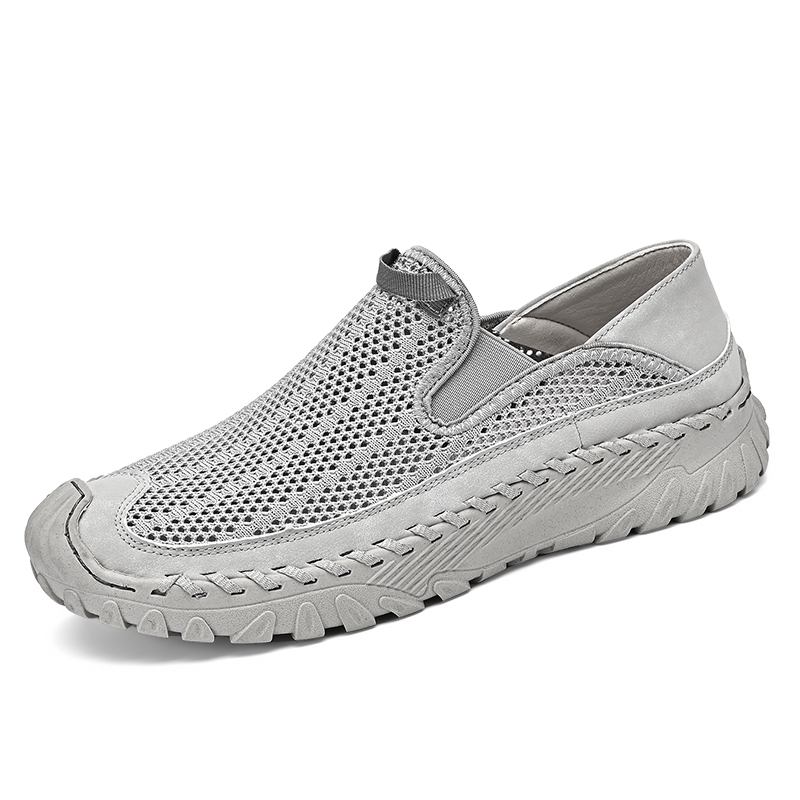 Men's Casual Handmade Breathable Hollow Mesh Loafers Outdoor Lightweight and Fashionable Soft Soled Driving Shoes