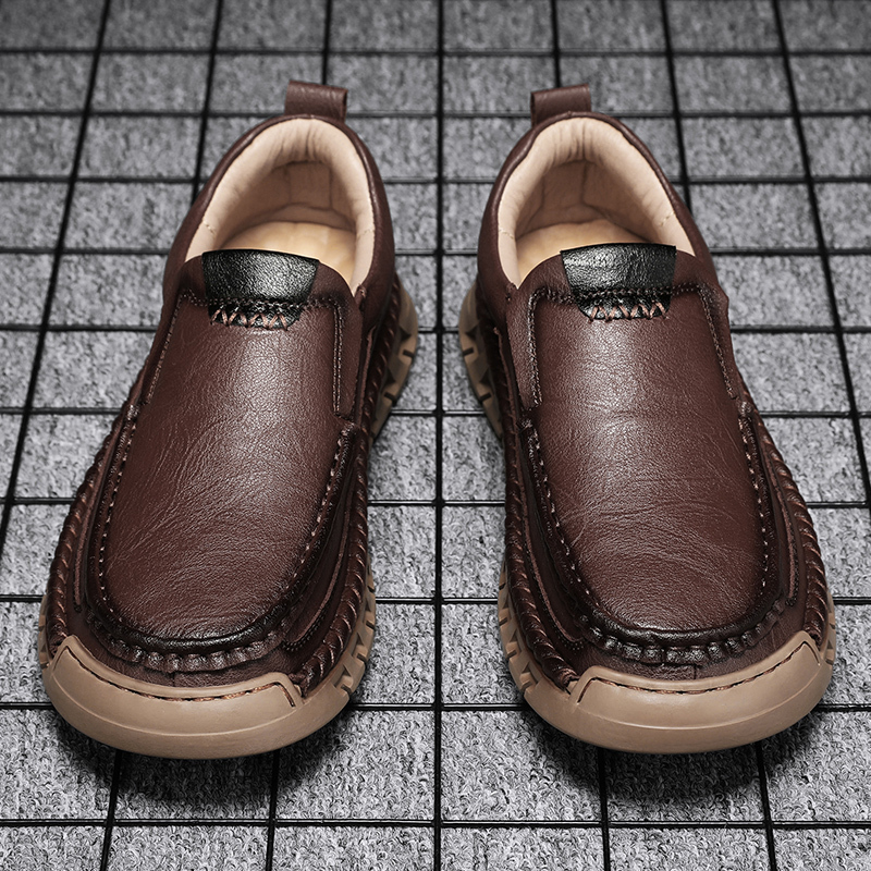 Men's Premium Leather Casual Walking Shoes,Loafers,Men's Slip On Sneakers,Business Casual Shoes,Driving Shoes,Soft,Comfortable,Wear-Resistant,Hand-Stitched