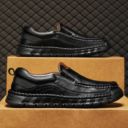 Men's Premium Leather Casual Walking Shoes,Loafers,Men's Slip On Sneakers,Business Casual Shoes,Driving Shoes,Soft,Comfortable,Wear-Resistant,Hand-Stitched