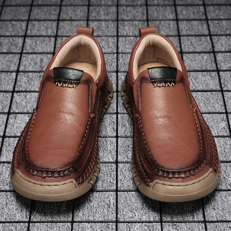 Men's Premium Leather Casual Walking Shoes,Loafers,Men's Slip On Sneakers,Business Casual Shoes,Driving Shoes,Soft,Comfortable,Wear-Resistant,Hand-Stitched
