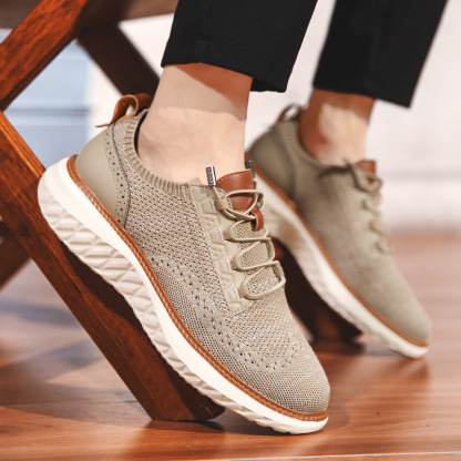 Plus Big Size Men's Knit Mesh Sneakers,Comfort Casual Shoes,Platform Sole,Breathable
