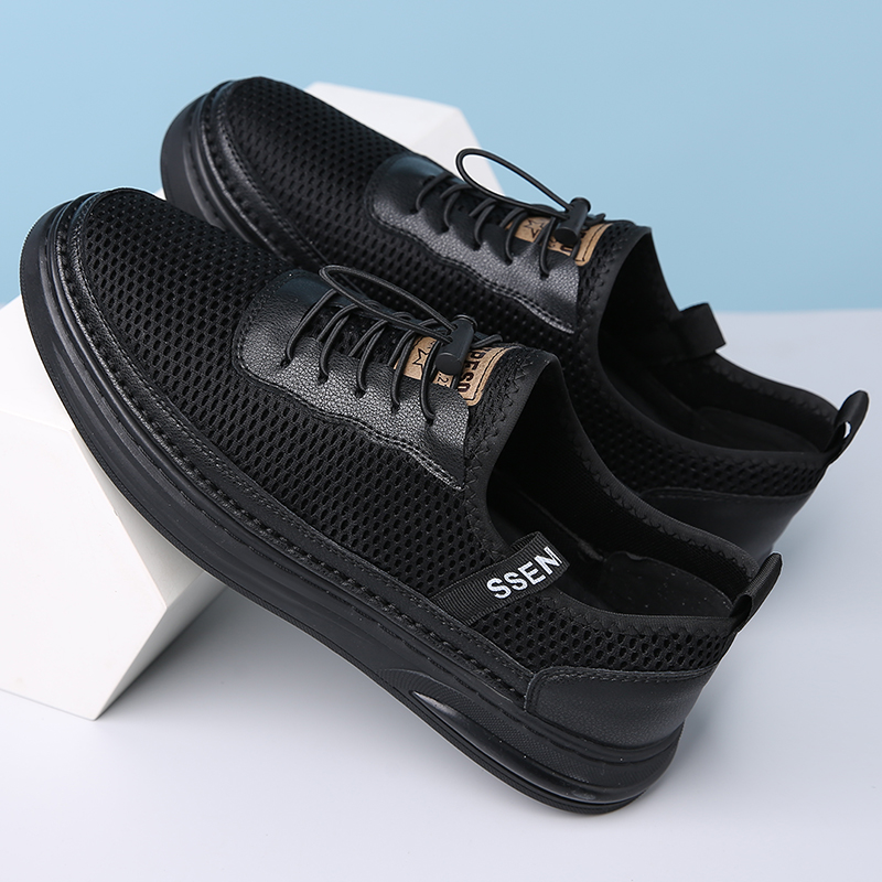 Mens Fashion Mesh Cutout Low Top Soft Sneakers Comfortable Slip On Lace Up Breathable Lightweight Non Slip Platform Casual Oxfords Business Dress Walking Driving Shoes