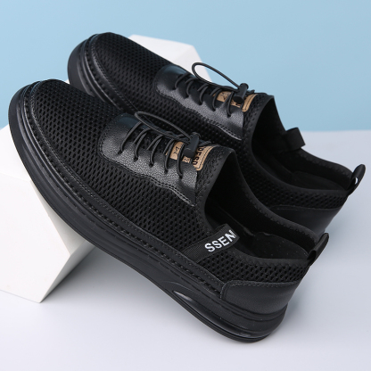 Mens Fashion Mesh Cutout Low Top Soft Sneakers Comfortable Slip On Lace Up Breathable Lightweight Non Slip Platform Casual Oxfords Business Dress Walking Driving Shoes