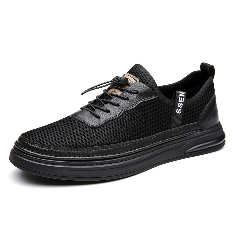 Mens Fashion Mesh Cutout Low Top Soft Sneakers Comfortable Slip On Lace Up Breathable Lightweight Non Slip Platform Casual Oxfords Business Dress Walking Driving Shoes