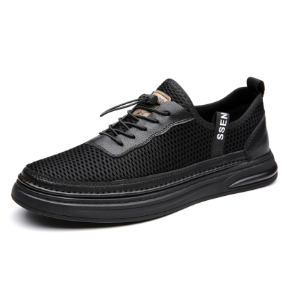 Mens Fashion Mesh Cutout Low Top Soft Sneakers Comfortable Slip On Lace Up Breathable Lightweight Non Slip Platform Casual Oxfords Business Dress Walking Driving Shoes