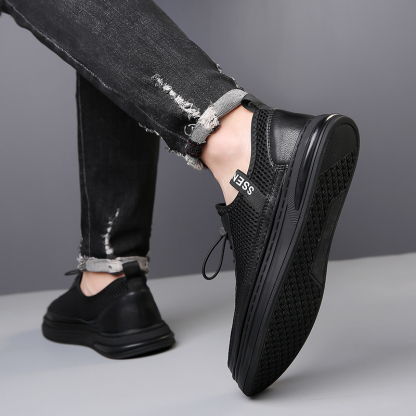 Mens Fashion Mesh Cutout Low Top Soft Sneakers Comfortable Slip On Lace Up Breathable Lightweight Non Slip Platform Casual Oxfords Business Dress Walking Driving Shoes