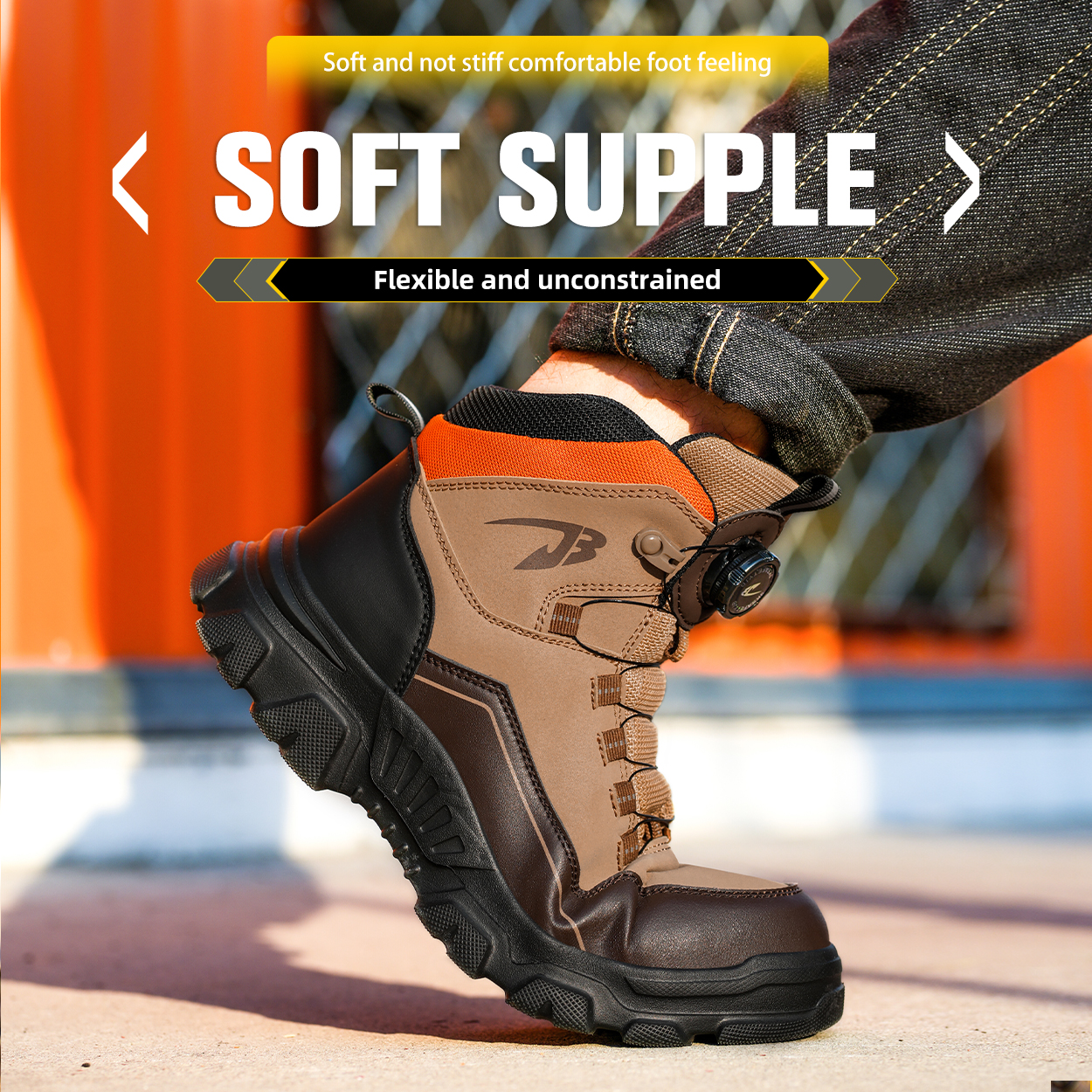 Microfiber Leather Waterproof Work Boots for Man, Stylish Safety Work Shoes with Intelligent Button, Thickened Steel Toe, Lightweight, Soft, Comfortable