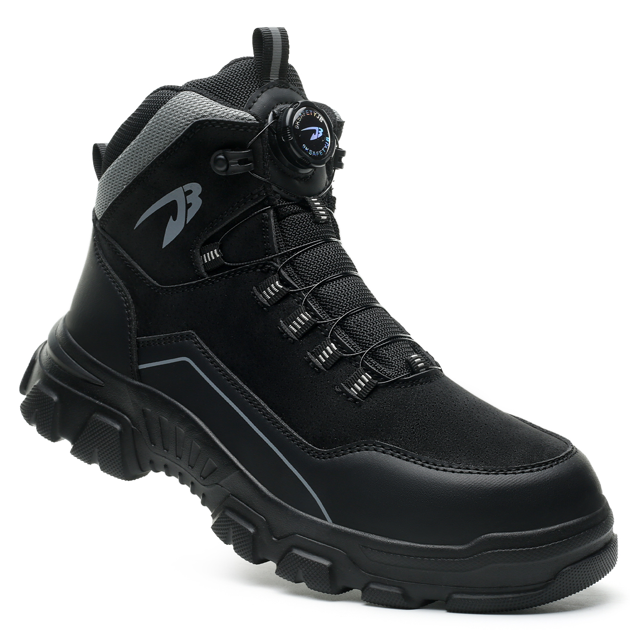 Microfiber Leather Waterproof Work Boots for Man, Stylish Safety Work Shoes with Intelligent Button, Thickened Steel Toe, Lightweight, Soft, Comfortable