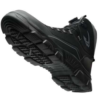 Microfiber Leather Waterproof Work Boots for Man, Stylish Safety Work Shoes with Intelligent Button, Thickened Steel Toe, Lightweight, Soft, Comfortable