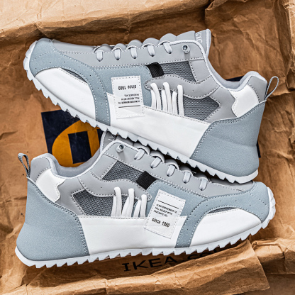 Comfy Trendy Platform Shoes for Outdoor Walking Jogging Camping, All Seasons Men's Lace Up Sneakers