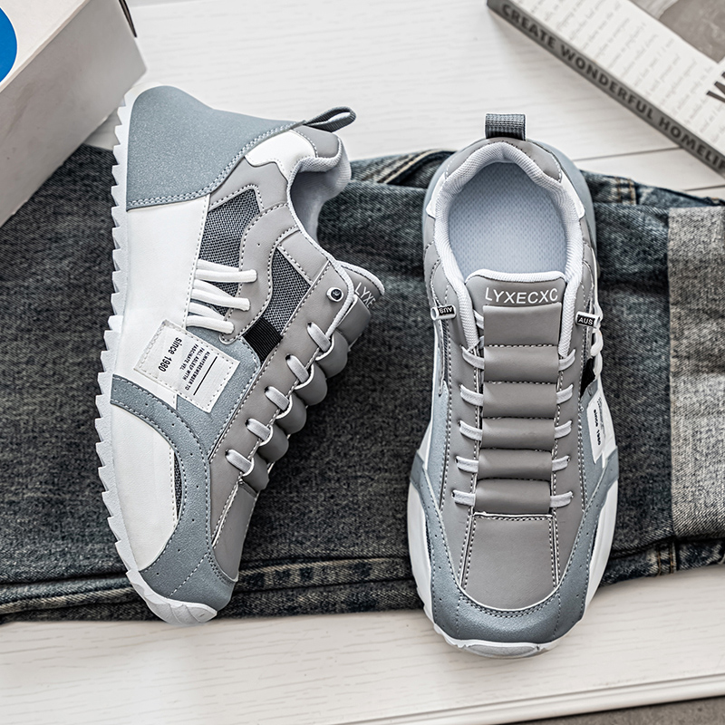 Comfy Trendy Platform Shoes for Outdoor Walking Jogging Camping, All Seasons Men's Lace Up Sneakers