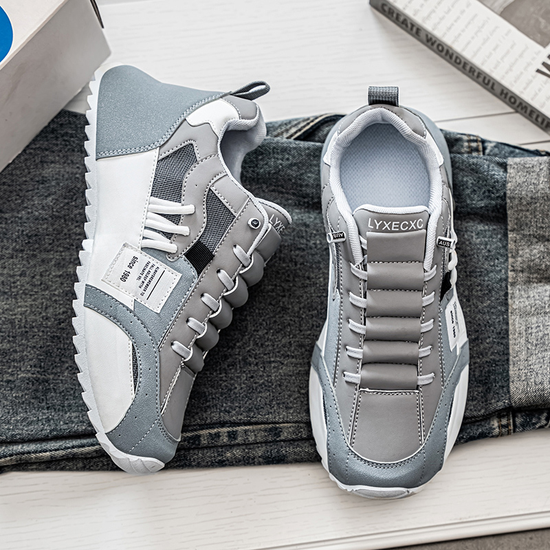 Comfy Trendy Platform Shoes for Outdoor Walking Jogging Camping, All Seasons Men's Lace Up Sneakers