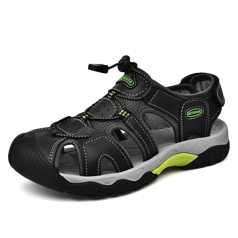 Men's Sport Sandals Outdoor Hiking Leather Closed Toe Sandals Athletic Lightweight Summer Walking Casual Sandals Water Shoes