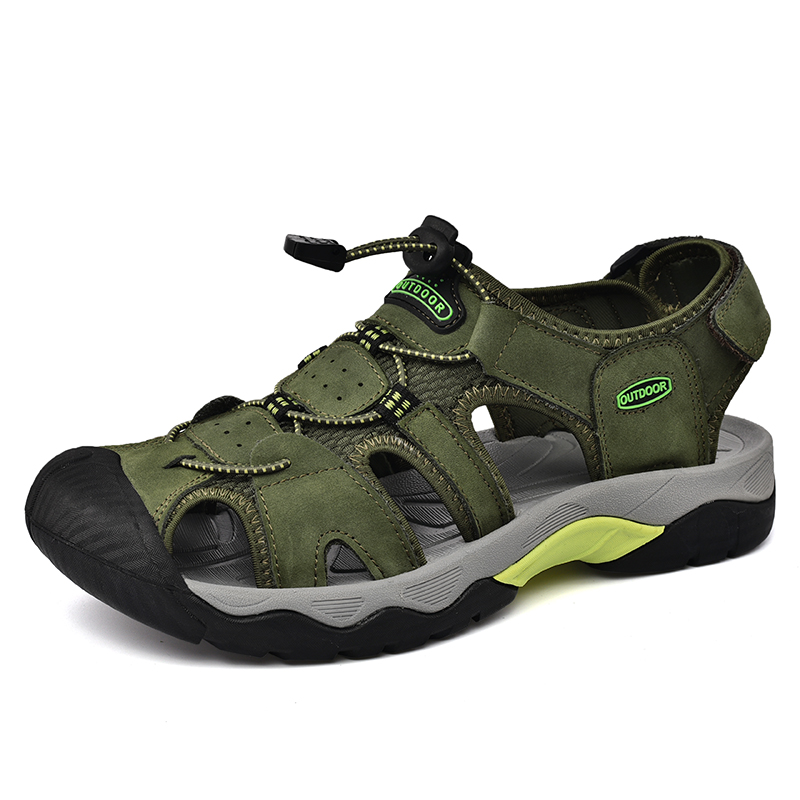 Men's Sport Sandals Outdoor Hiking Leather Closed Toe Sandals Athletic Lightweight Summer Walking Casual Sandals Water Shoes