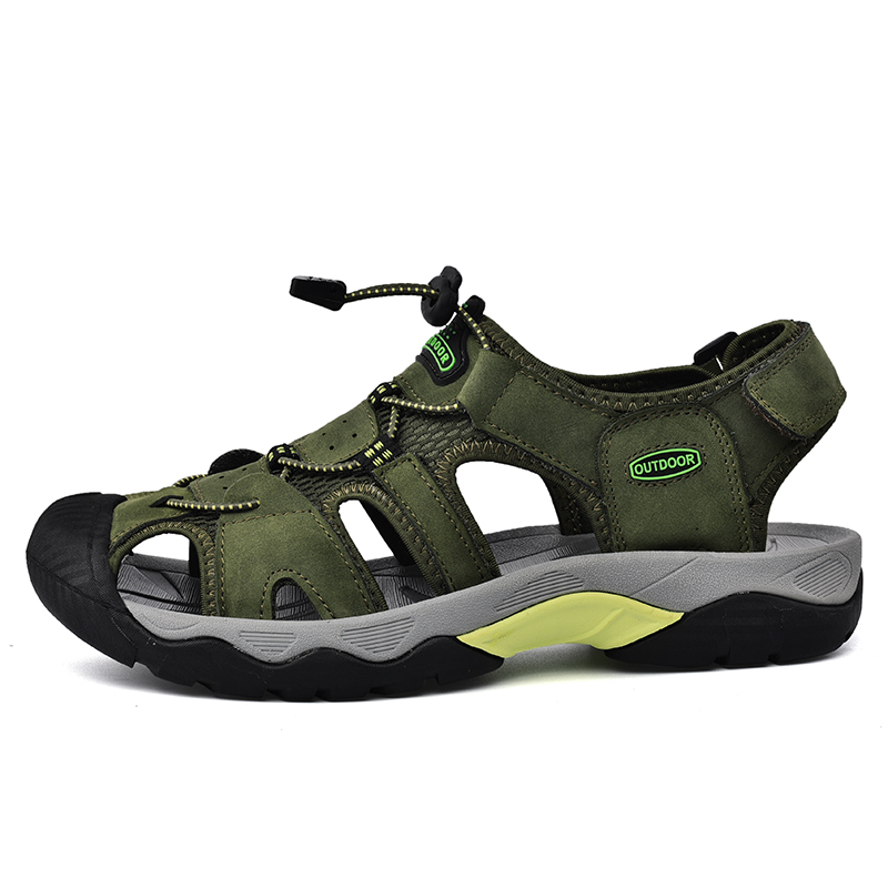 Men's Sport Sandals Outdoor Hiking Leather Closed Toe Sandals Athletic Lightweight Summer Walking Casual Sandals Water Shoes