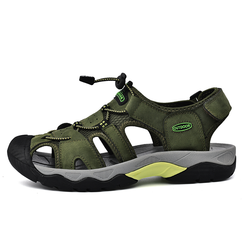 Men's Sport Sandals Outdoor Hiking Leather Closed Toe Sandals Athletic Lightweight Summer Walking Casual Sandals Water Shoes