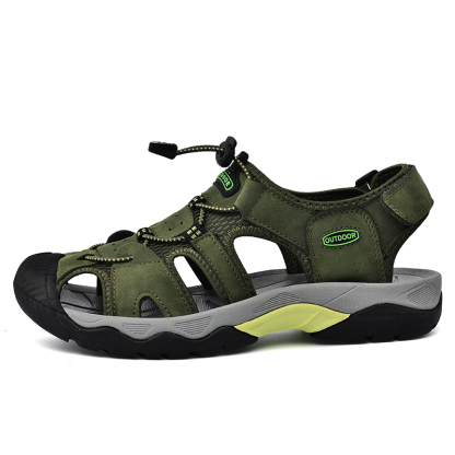 Men's Sport Sandals Outdoor Hiking Leather Closed Toe Sandals Athletic Lightweight Summer Walking Casual Sandals Water Shoes