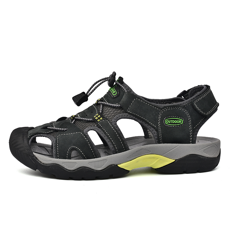 Men's Sport Sandals Outdoor Hiking Leather Closed Toe Sandals Athletic Lightweight Summer Walking Casual Sandals Water Shoes