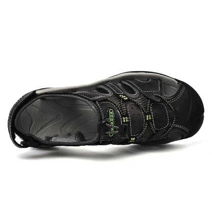 Men's Sport Sandals Outdoor Hiking Leather Closed Toe Sandals Athletic Lightweight Summer Walking Casual Sandals Water Shoes