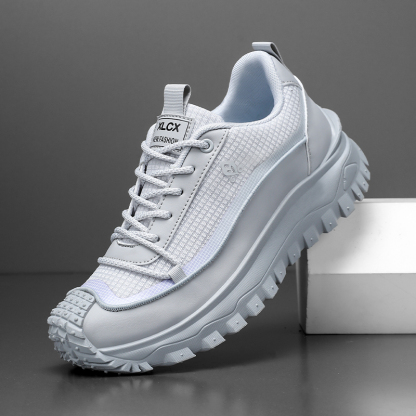 Plus Size 2025 Spring Men's Casual Fashion Sneakers Match Color Striped Street Style Lace-up Low-top Tire Pattern Sole Wear Resistant Non-Slip 004