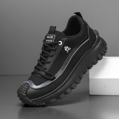 Plus Size 2025 Spring Men's Casual Fashion Sneakers Match Color Striped Street Style Lace-up Low-top Tire Pattern Sole Wear Resistant Non-Slip 004