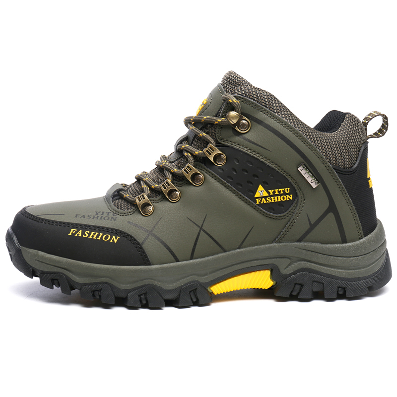 Men's Outdoor Kihing Shoes Lightweight Work Ankle Boots Mid-Top Outdoor Backpacking Camping Shock-Absorbing Shoes for Men