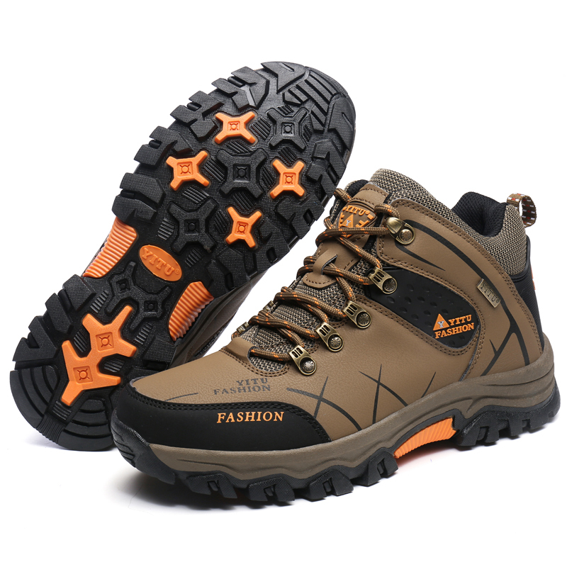 Men's Outdoor Kihing Shoes Lightweight Work Ankle Boots Mid-Top Outdoor Backpacking Camping Shock-Absorbing Shoes for Men