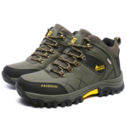 Men's Outdoor Kihing Shoes Lightweight Work Ankle Boots Mid-Top Outdoor Backpacking Camping Shock-Absorbing Shoes for Men