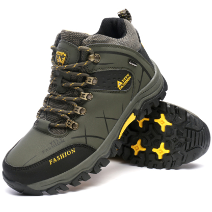 Men's Outdoor Kihing Shoes Lightweight Work Ankle Boots Mid-Top Outdoor Backpacking Camping Shock-Absorbing Shoes for Men