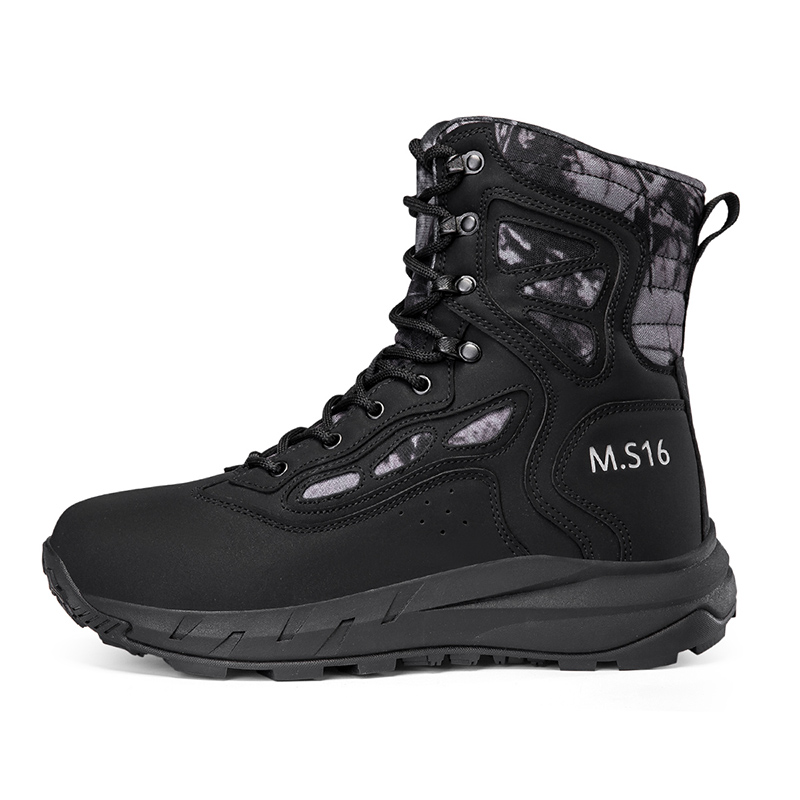 Men's Breathable Tactical Military Work Boots Side Zipper Leather Lightweight Hiking Motorcycle Combat Boots 8 Inches Recon