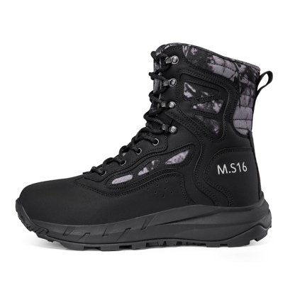 Men's Breathable Tactical Military Work Boots Side Zipper Leather Lightweight Hiking Motorcycle Combat Boots 8 Inches Recon