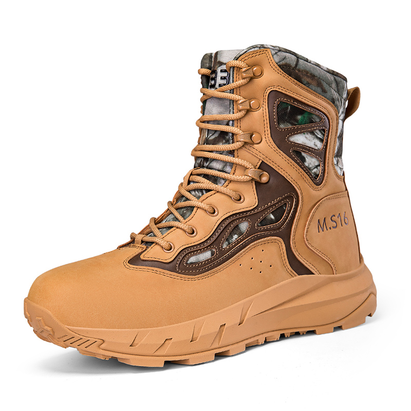 Men's Breathable Tactical Military Work Boots Side Zipper Leather Lightweight Hiking Motorcycle Combat Boots 8 Inches Recon