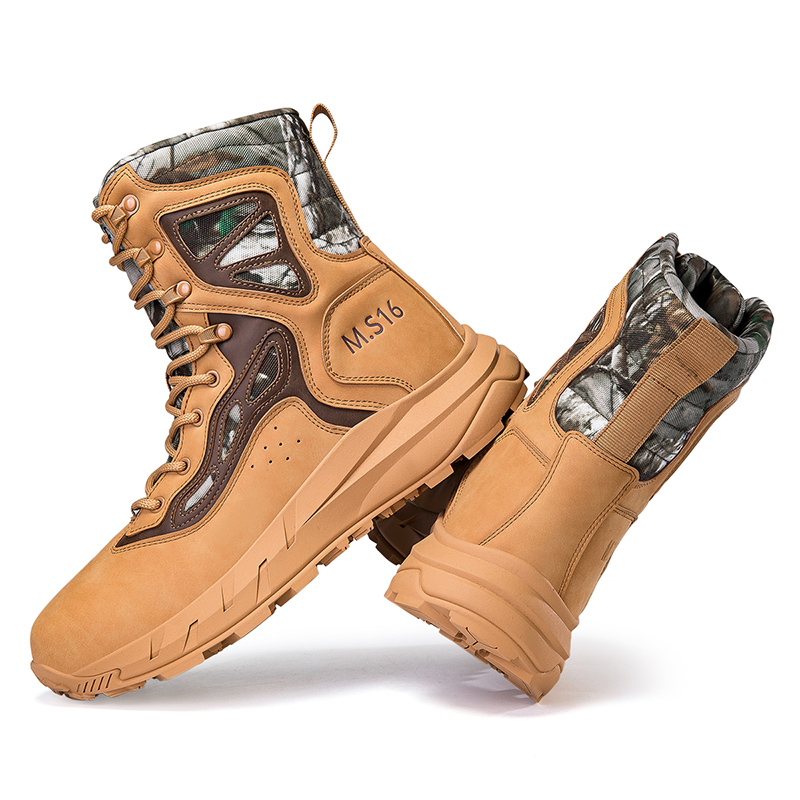 Men's Breathable Tactical Military Work Boots Side Zipper Leather Lightweight Hiking Motorcycle Combat Boots 8 Inches Recon