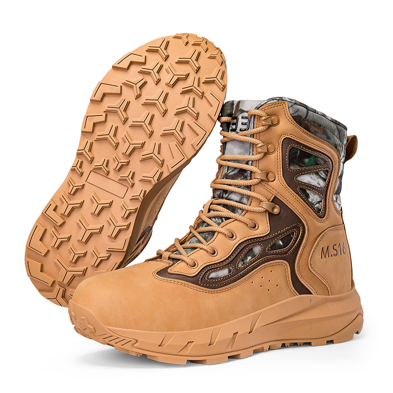 Men's Breathable Tactical Military Work Boots Side Zipper Leather Lightweight Hiking Motorcycle Combat Boots 8 Inches Recon