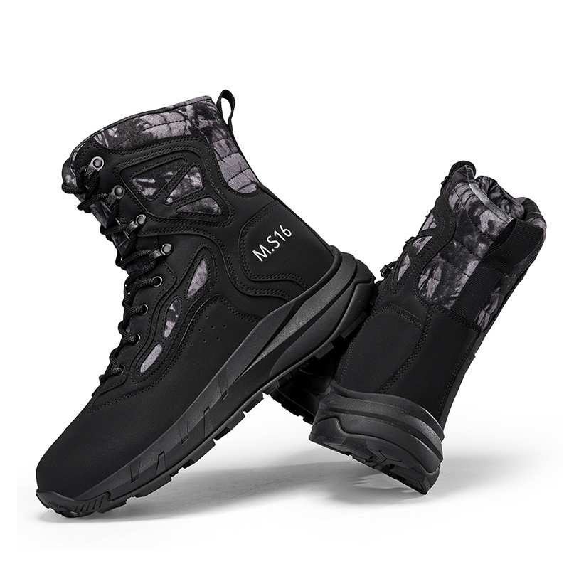 Men's Breathable Tactical Military Work Boots Side Zipper Leather Lightweight Hiking Motorcycle Combat Boots 8 Inches Recon