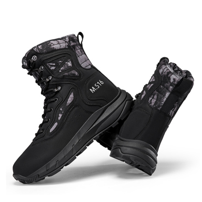 Men's Breathable Tactical Military Work Boots Side Zipper Leather Lightweight Hiking Motorcycle Combat Boots 8 Inches Recon