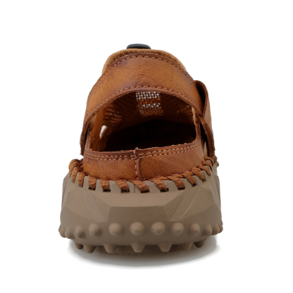 Mens Sandals Leather Closed Toe Outdoor Summer Anti-Slip Beach Sandals