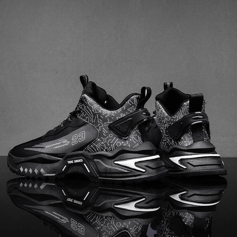 Mens Lace Up High Top Fashion Sneakers Lightweight Non-Slip Soft Sole Basketball Shoes for Tennis Running Walking Training