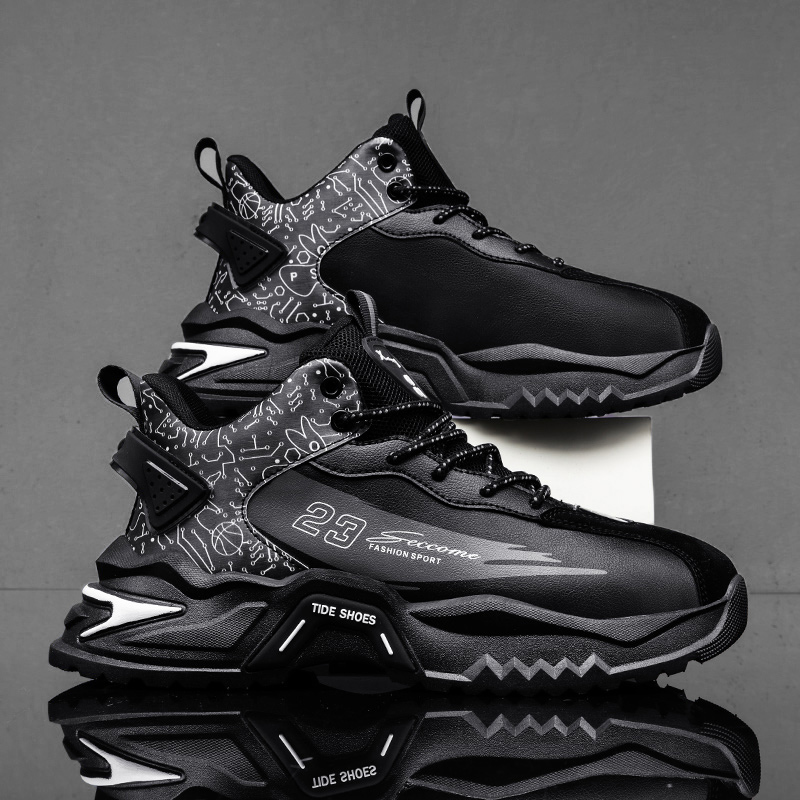 Mens Lace Up High Top Fashion Sneakers Lightweight Non-Slip Soft Sole Basketball Shoes for Tennis Running Walking Training