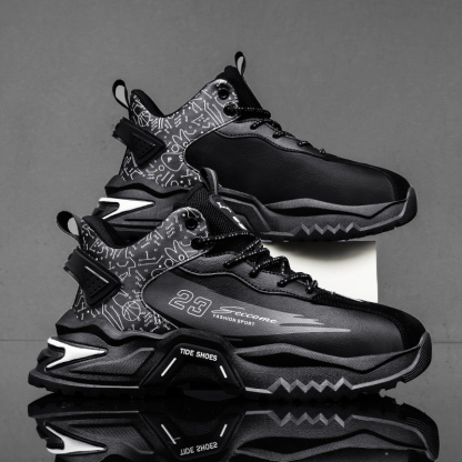 Mens Lace Up High Top Fashion Sneakers Lightweight Non-Slip Soft Sole Basketball Shoes for Tennis Running Walking Training