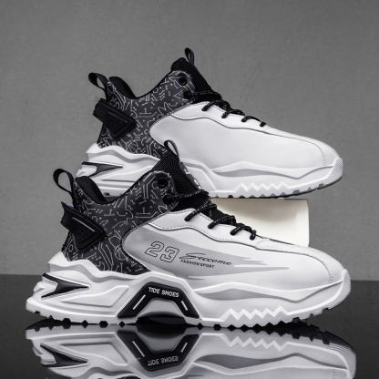 Mens Lace Up High Top Fashion Sneakers Lightweight Non-Slip Soft Sole Basketball Shoes for Tennis Running Walking Training