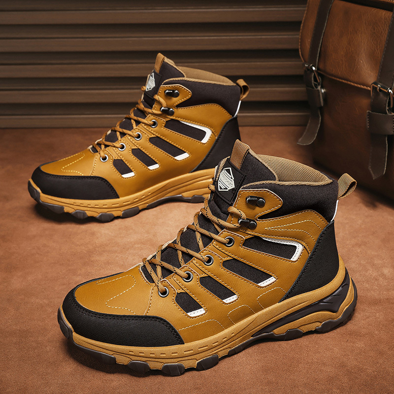 Men's Waterproof Hiking Boots Non-Slip Lightweight Outdoor Mid Top Ankle Boot Breathable Hiker Work Trekking Shoes