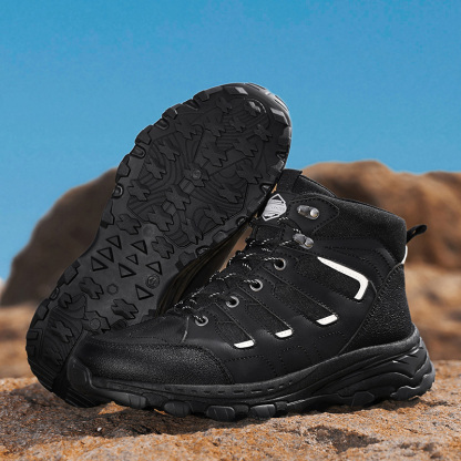 Men's Waterproof Hiking Boots Non-Slip Lightweight Outdoor Mid Top Ankle Boot Breathable Hiker Work Trekking Shoes