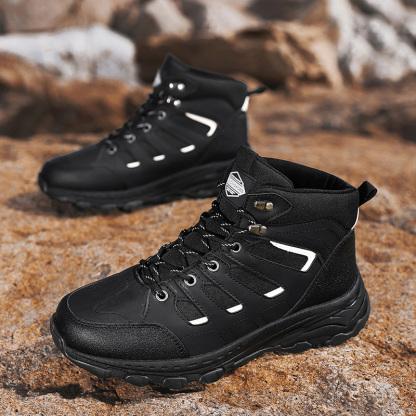 Men's Waterproof Hiking Boots Non-Slip Lightweight Outdoor Mid Top Ankle Boot Breathable Hiker Work Trekking Shoes