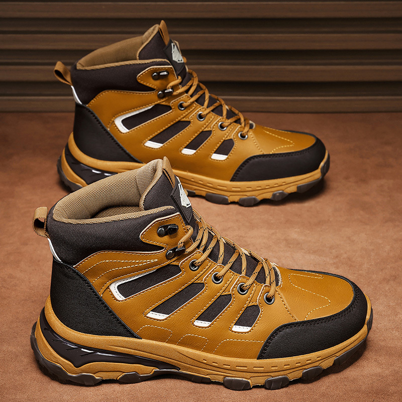 Men's Waterproof Hiking Boots Non-Slip Lightweight Outdoor Mid Top Ankle Boot Breathable Hiker Work Trekking Shoes