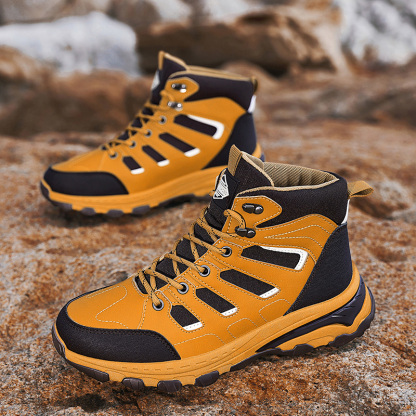 Men's Waterproof Hiking Boots Non-Slip Lightweight Outdoor Mid Top Ankle Boot Breathable Hiker Work Trekking Shoes
