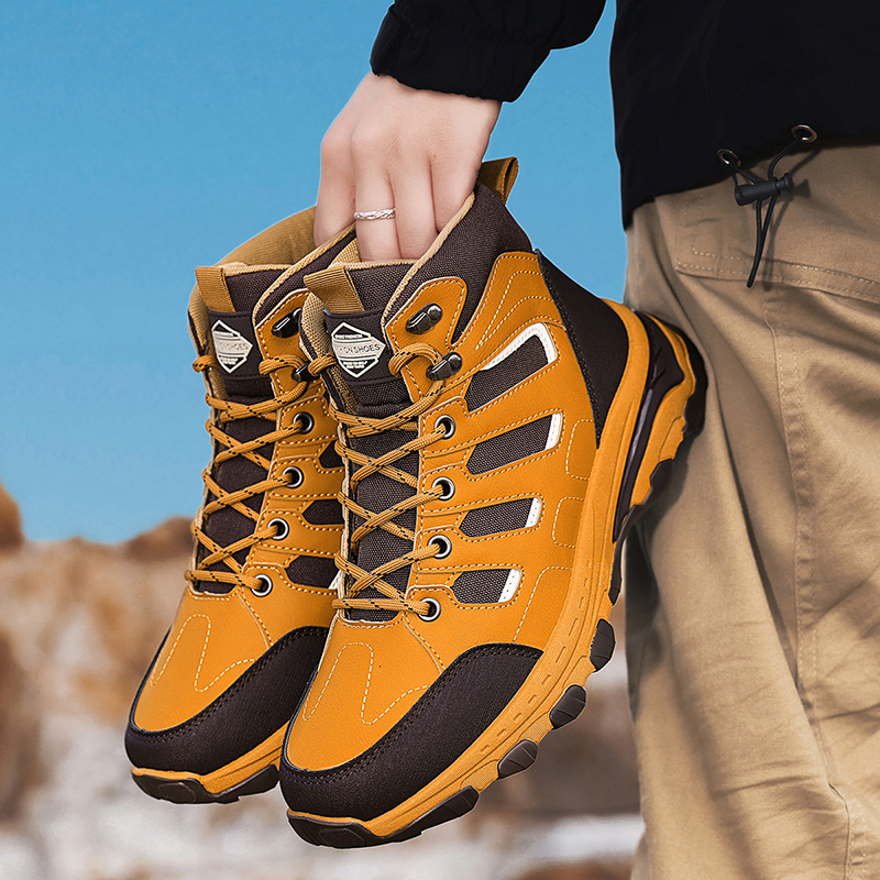 Men's Waterproof Hiking Boots Non-Slip Lightweight Outdoor Mid Top Ankle Boot Breathable Hiker Work Trekking Shoes